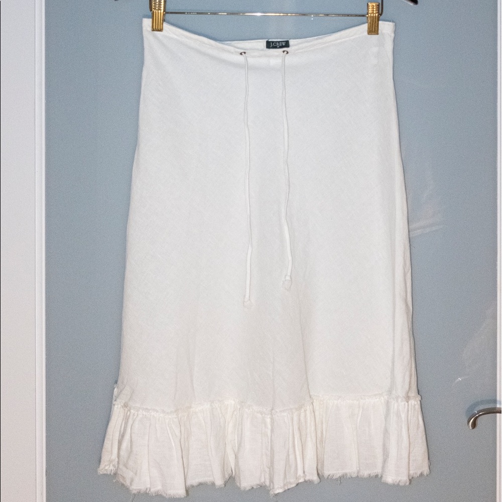 J. Crew White Linen Skirt